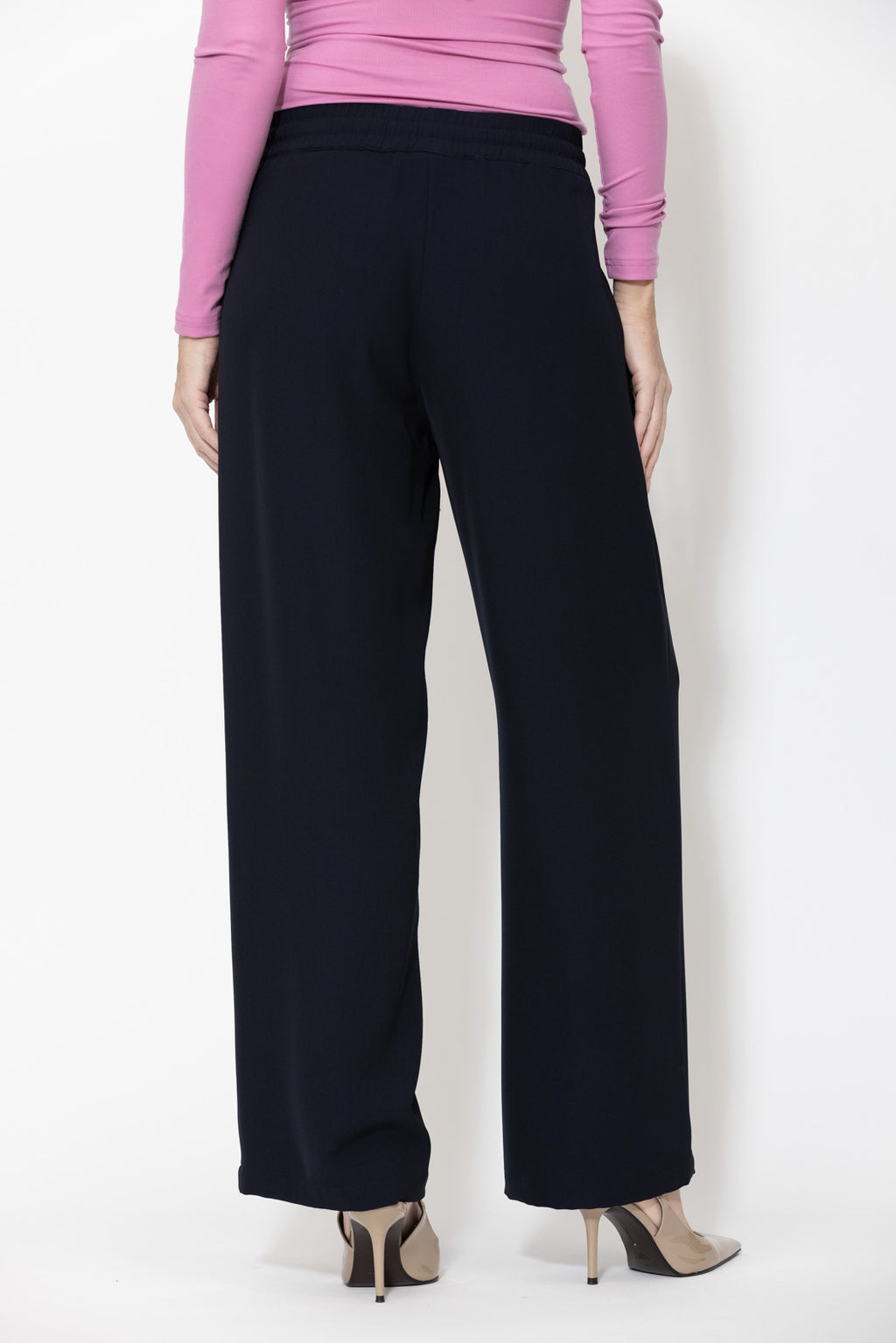 Navy Lustra Pintuck Pant