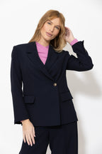 Navy Lustra Wrap Blazer