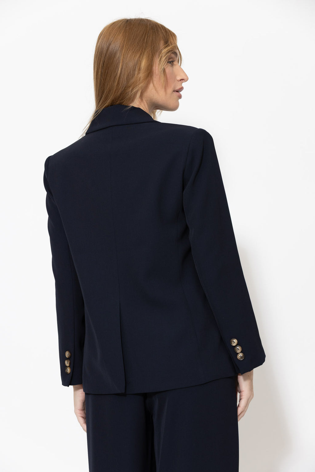 Navy Lustra Wrap Blazer