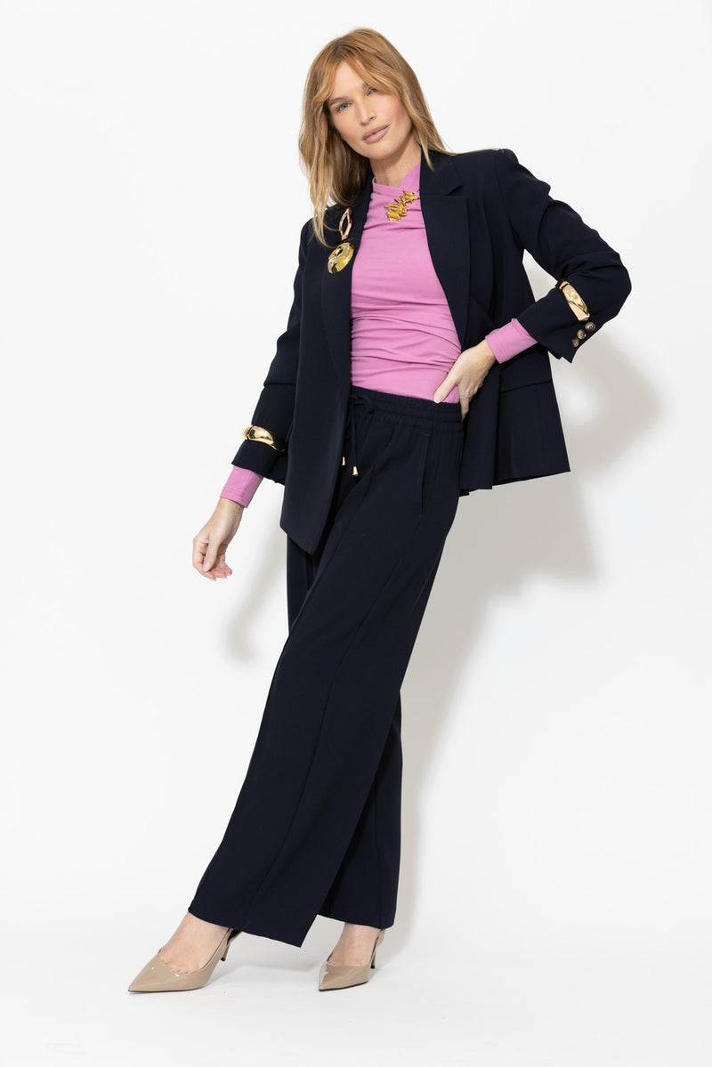 Navy Lustra Wrap Blazer