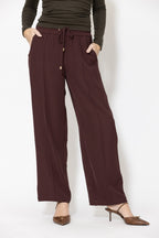 Burgundy Lustra Pintuck Pant