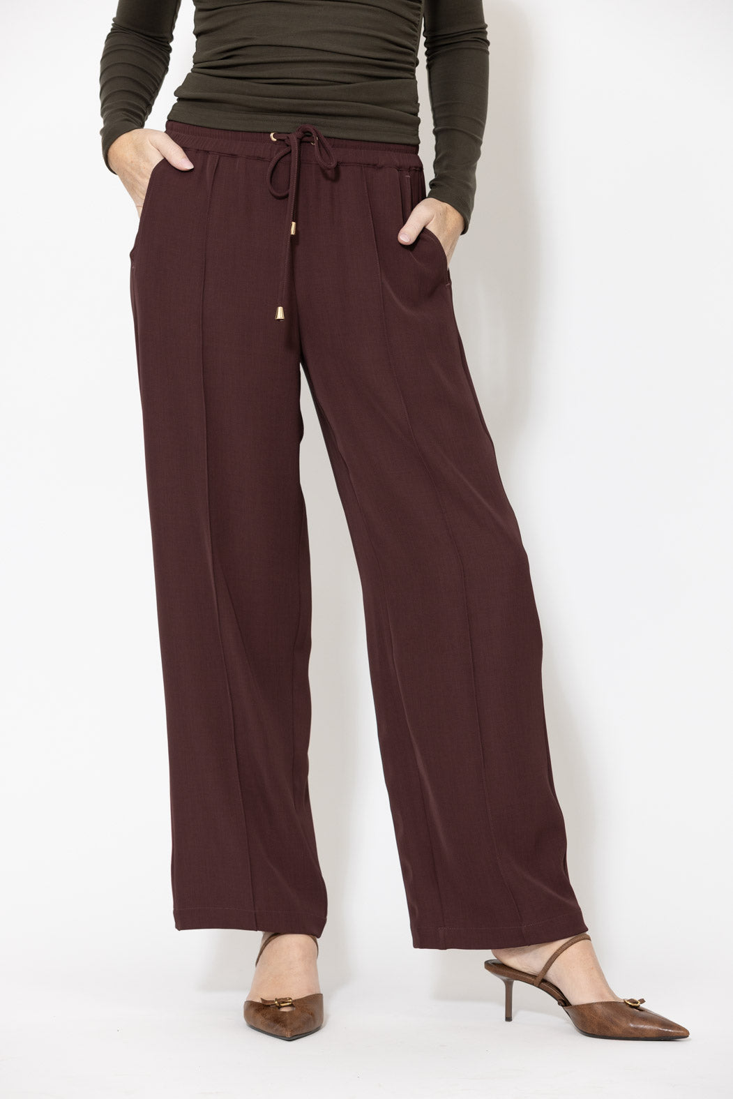 Burgundy Lustra Pintuck Pant