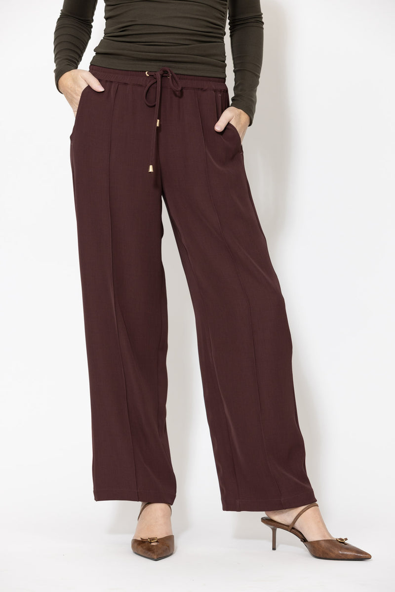Burgundy Lustra Pintuck Pant