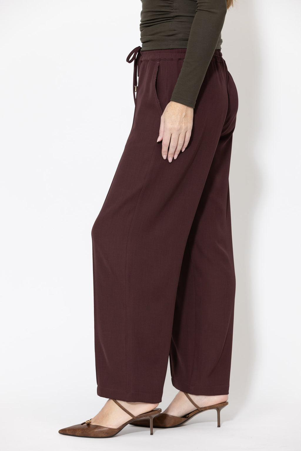 Burgundy Lustra Pintuck Pant