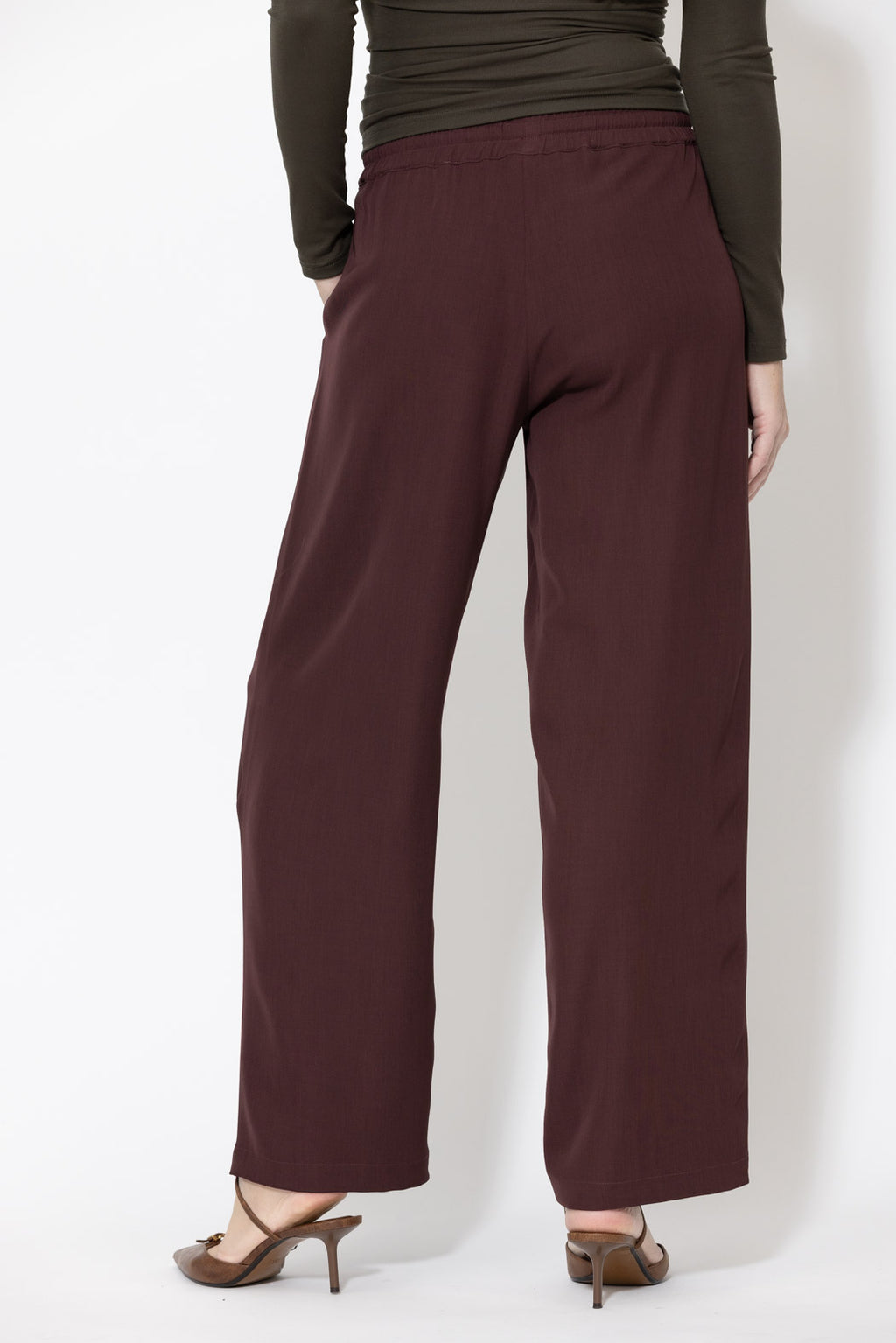 Burgundy Lustra Pintuck Pant