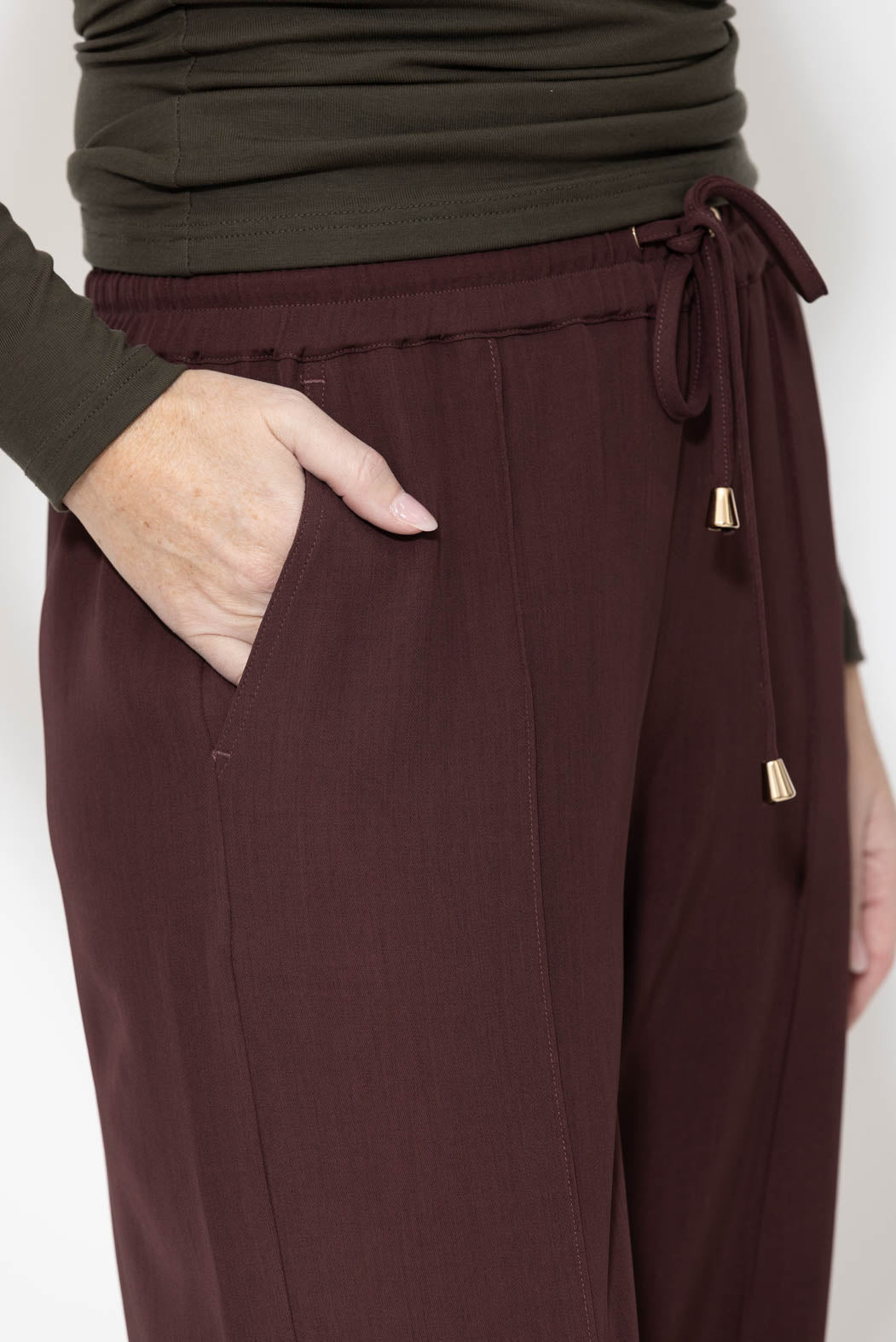 Burgundy Lustra Pintuck Pant