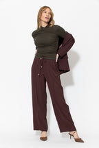 Burgundy Lustra Pintuck Pant