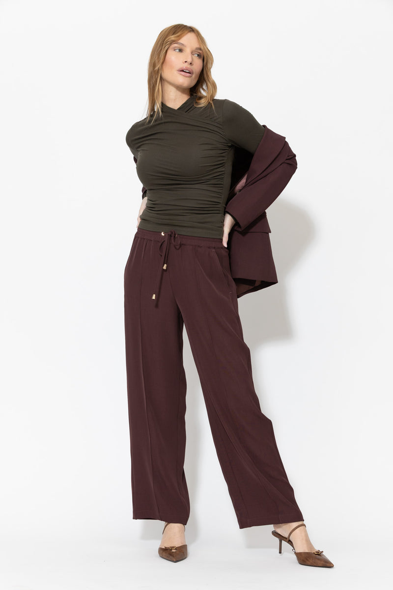Burgundy Lustra Pintuck Pant