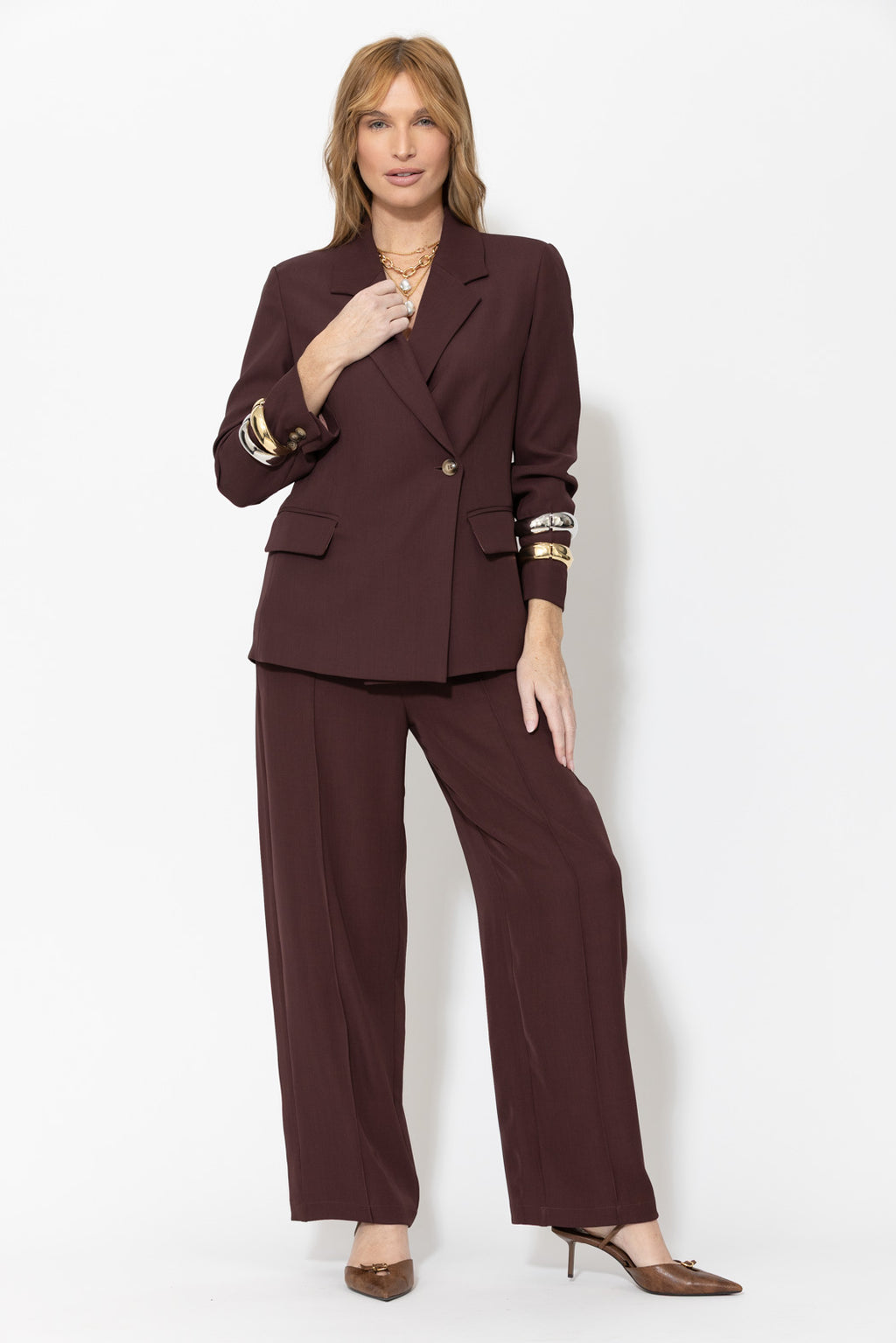 Burgundy Lustra Wrap Blazer