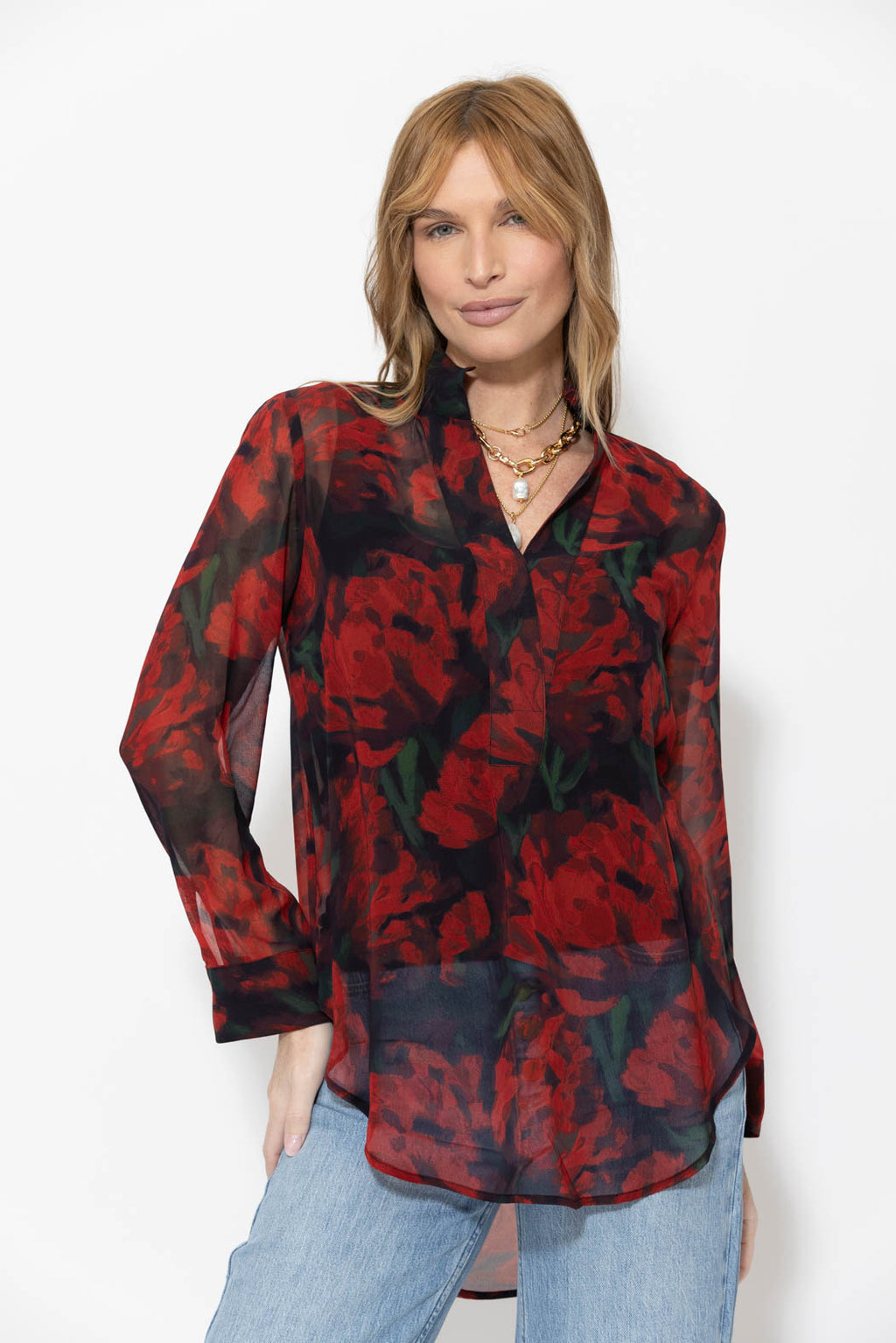 Red Longline Blogger Shirt
