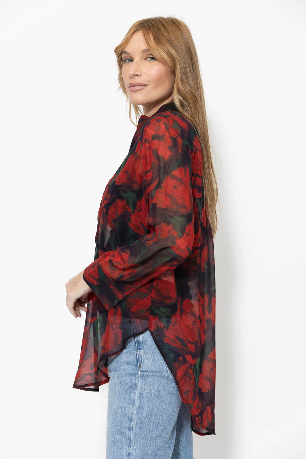Red Longline Blogger Shirt