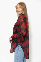 Red Longline Blogger Shirt