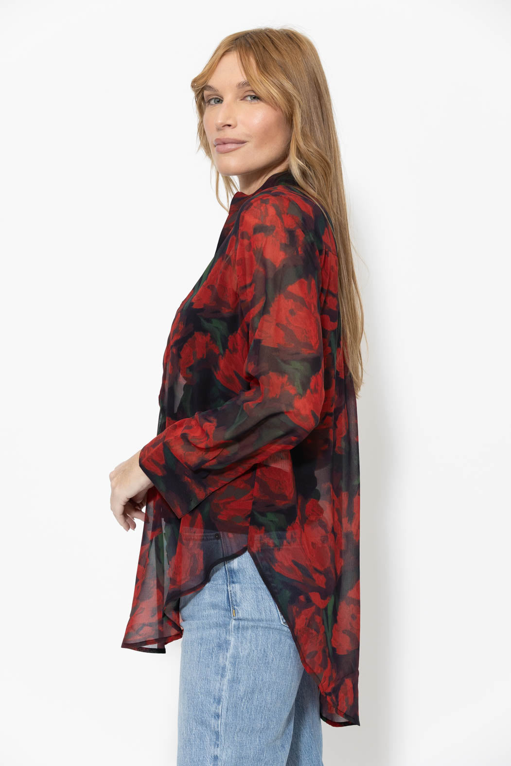 Red Longline Blogger Shirt