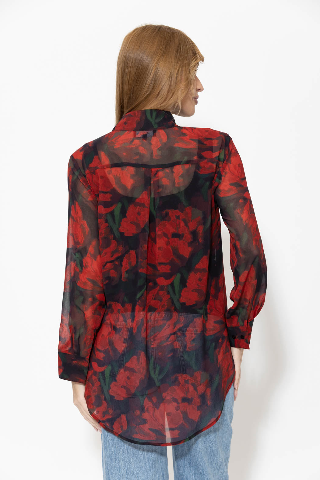 Red Longline Blogger Shirt