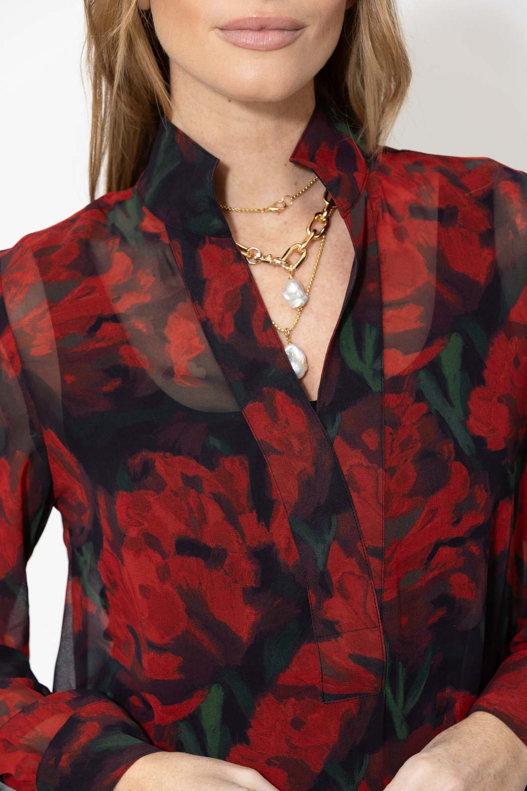 Red Longline Blogger Shirt