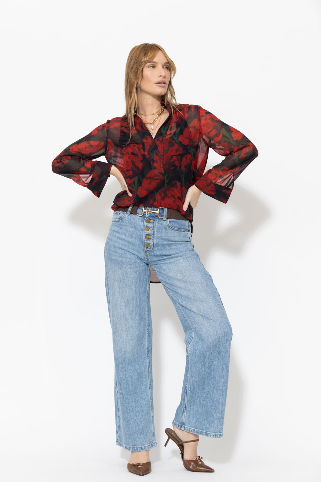 Red Longline Blogger Shirt