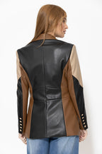 Black/Cream/Tan Faux Leather Mia Blazer