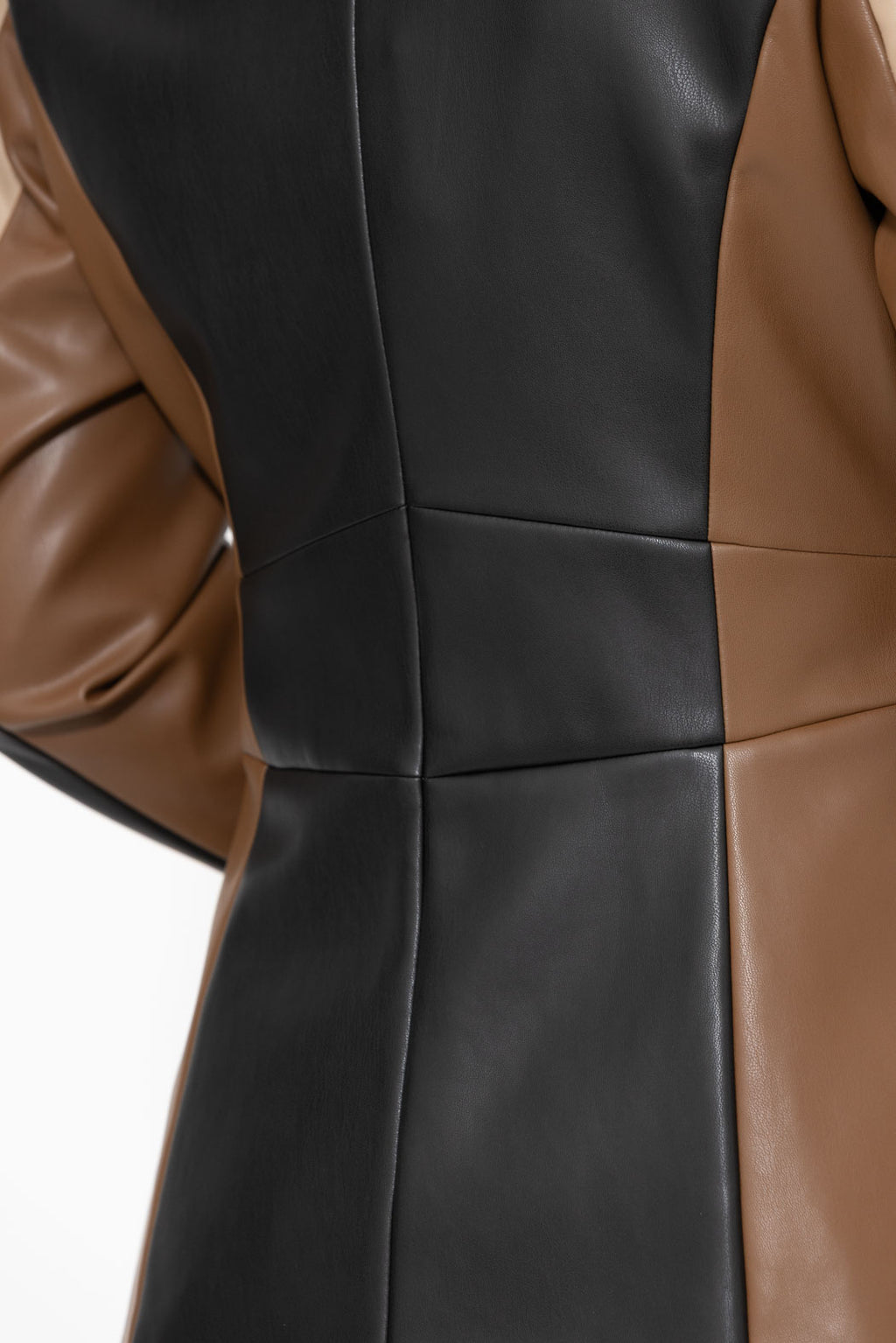 Black/Cream/Tan Faux Leather Mia Blazer