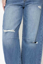 Mid Denim Distressed Cocoon Jean