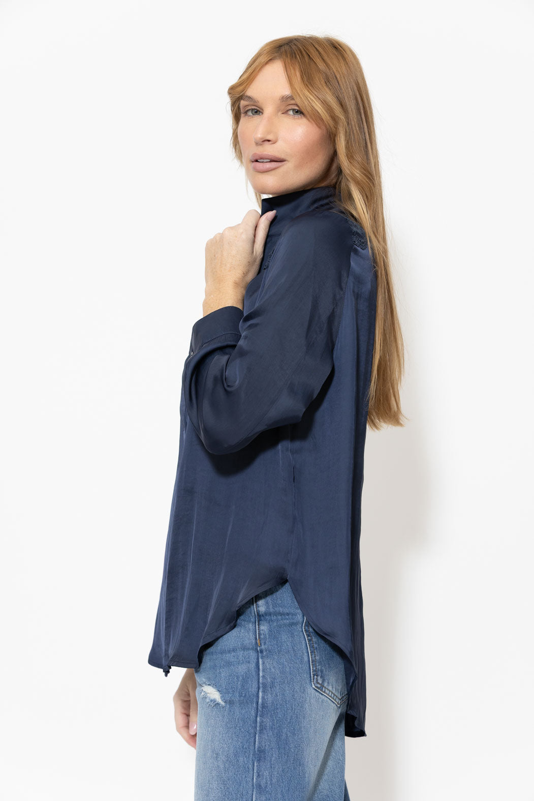 Navy Glow Lace Blogger Shirt