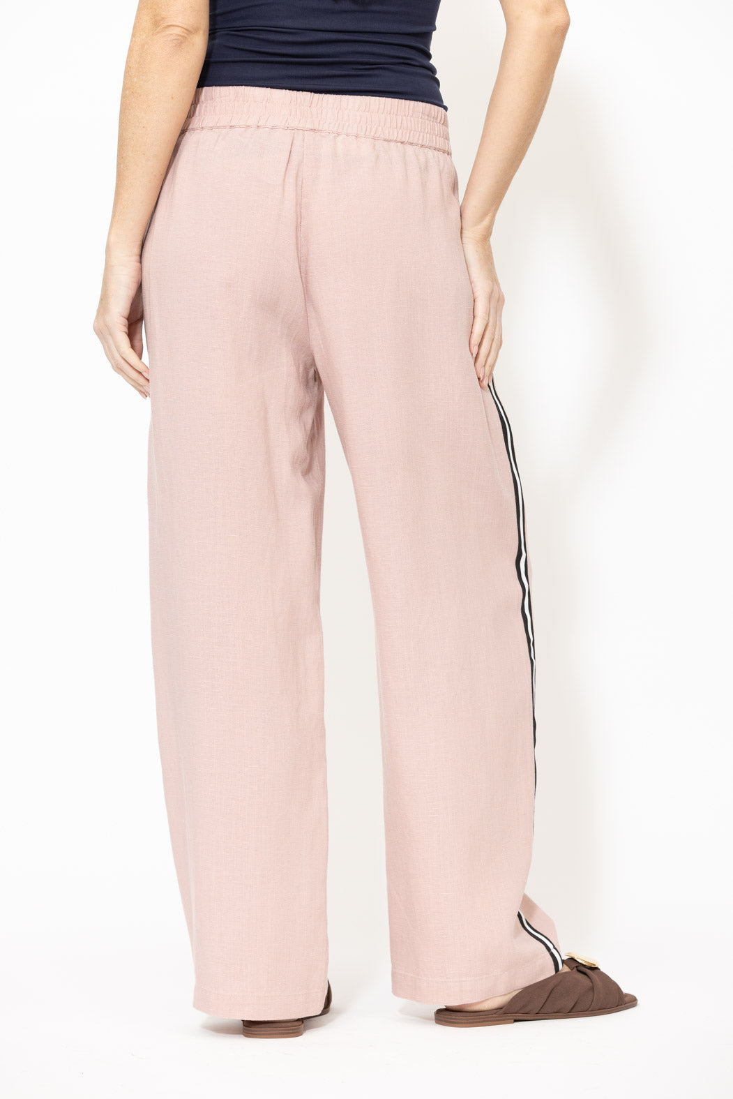 Pink Linen Stripe Pant