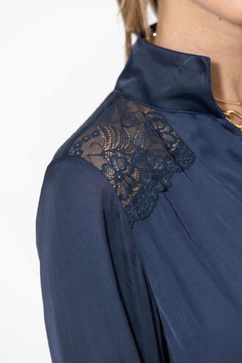 Navy Glow Lace Blogger Shirt