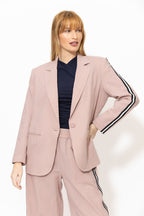 Pink Linen Stripe Boyfriend Blazer