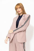 Pink Linen Stripe Boyfriend Blazer
