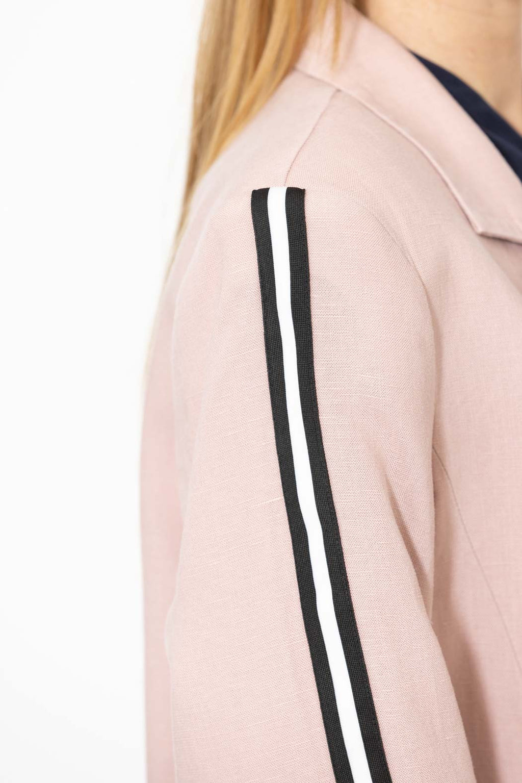 Pink Linen Stripe Boyfriend Blazer
