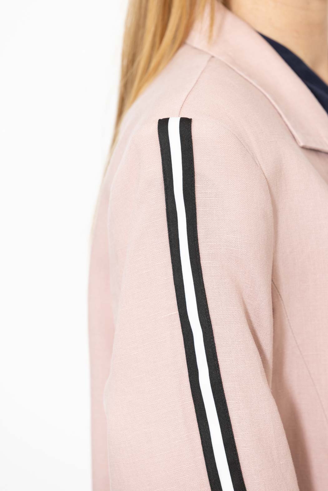 Pink Linen Stripe Boyfriend Blazer