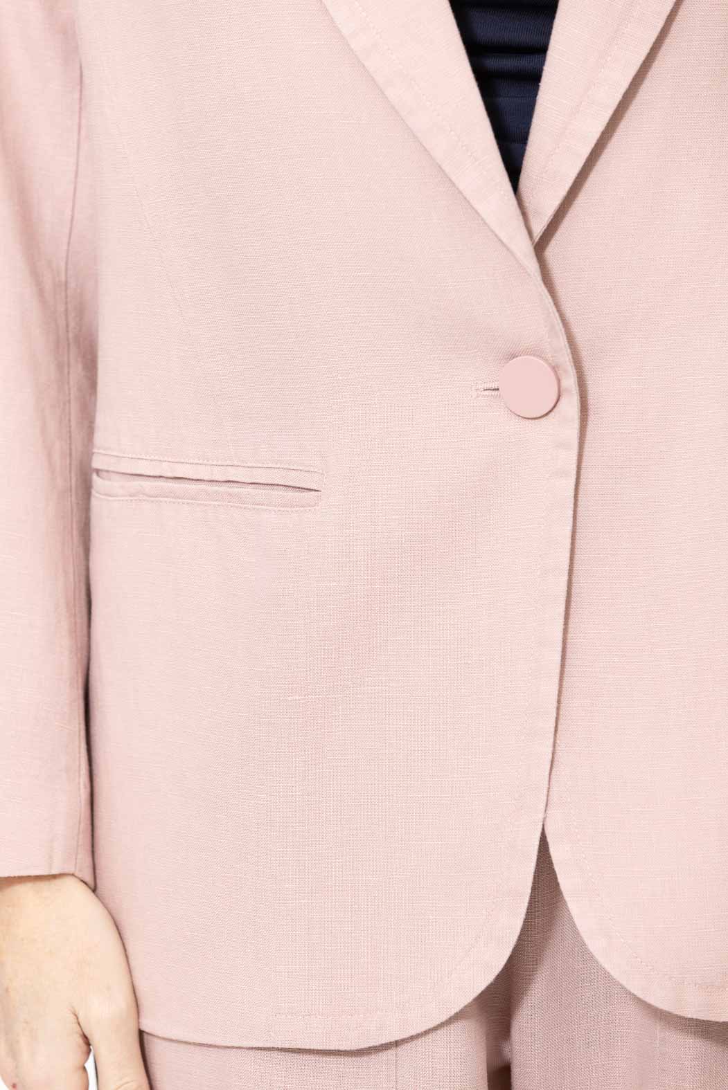 Pink Linen Stripe Boyfriend Blazer