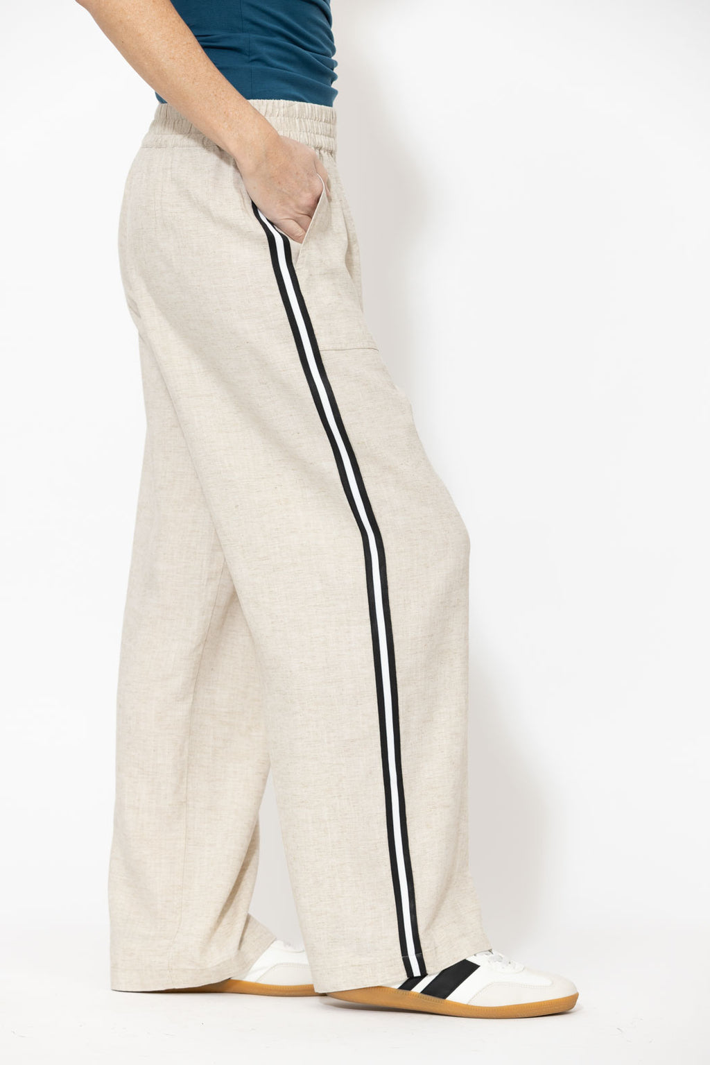 Oatmeal Linen Stripe Pant