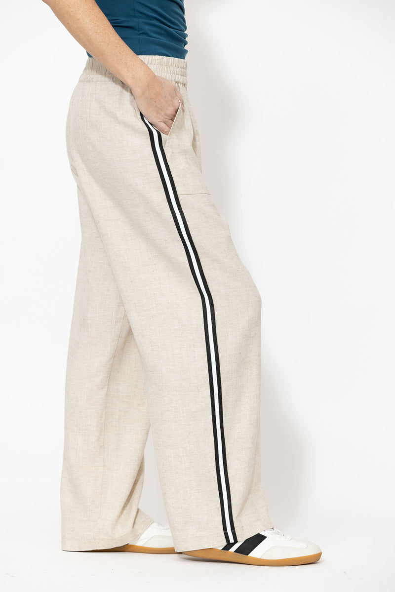 Oatmeal Linen Stripe Pant
