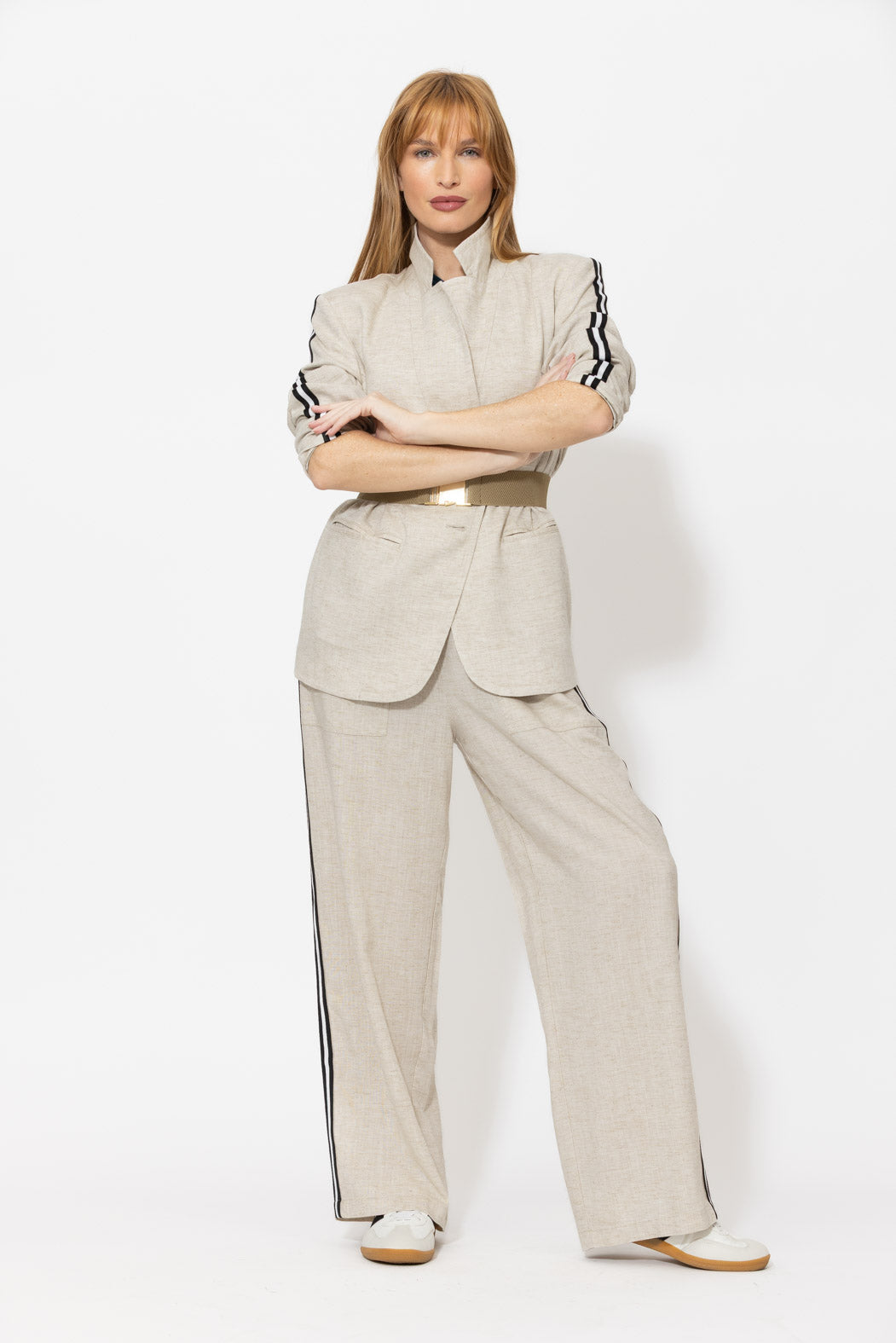 Oatmeal Linen Stripe Pant