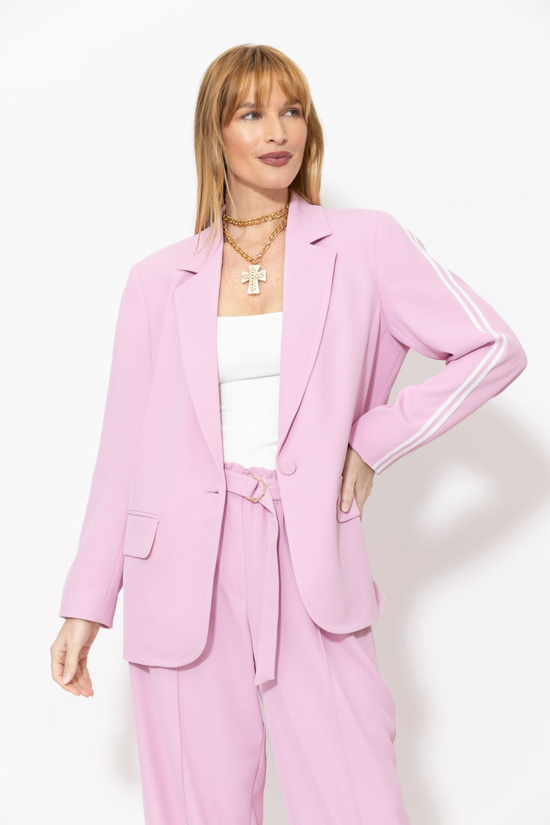 Pink Euro Stripe Boyfriend Blazer