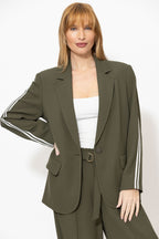 Khaki Euro Stripe Boyfriend Blazer