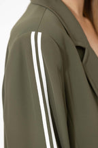Khaki Euro Stripe Boyfriend Blazer