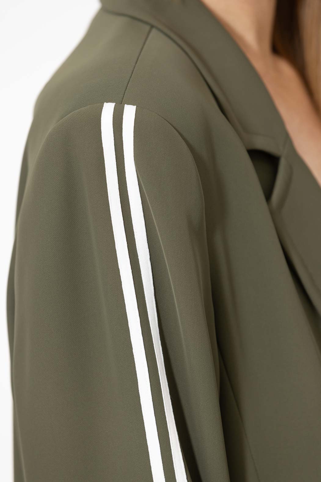 Khaki Euro Stripe Boyfriend Blazer