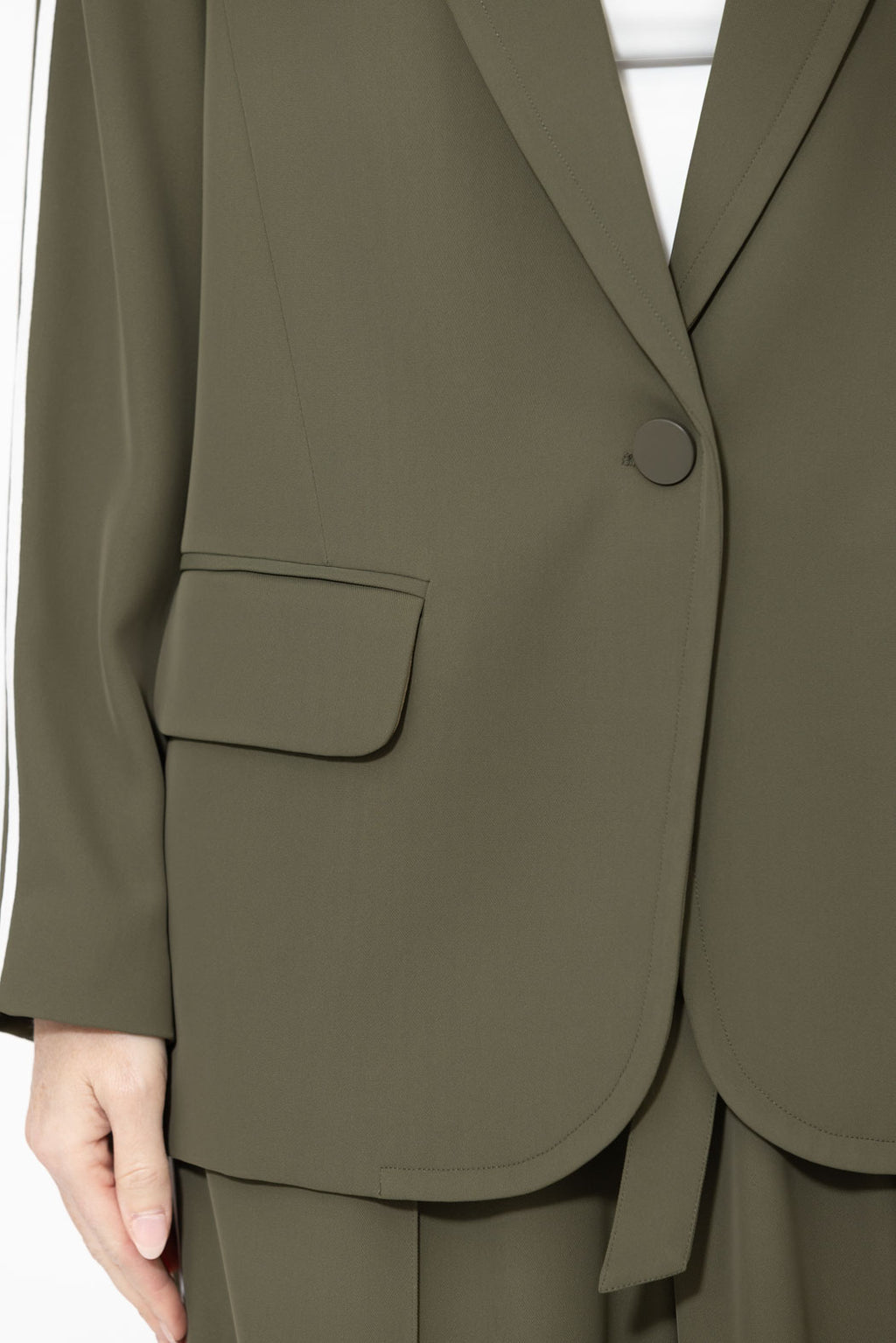 Khaki Euro Stripe Boyfriend Blazer