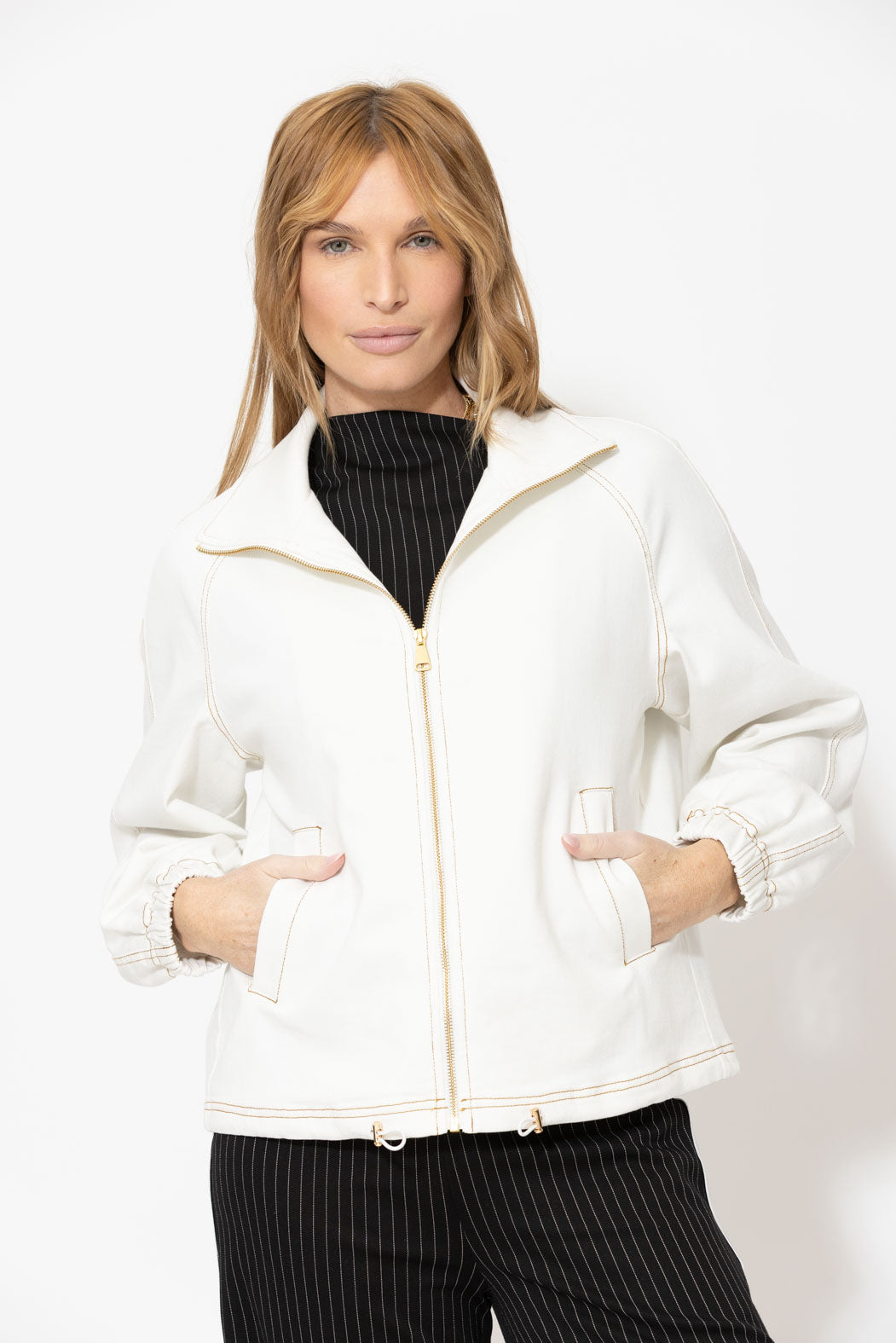 White Denim Athleisure Jacket