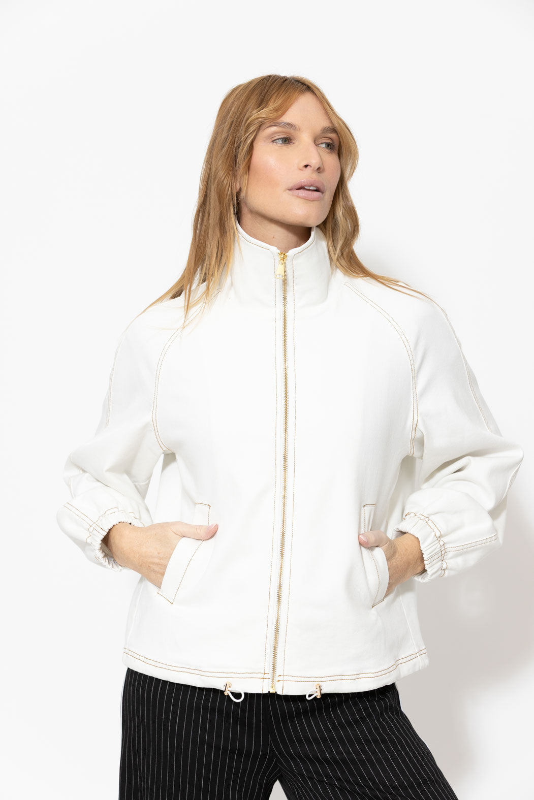 White Denim Athleisure Jacket