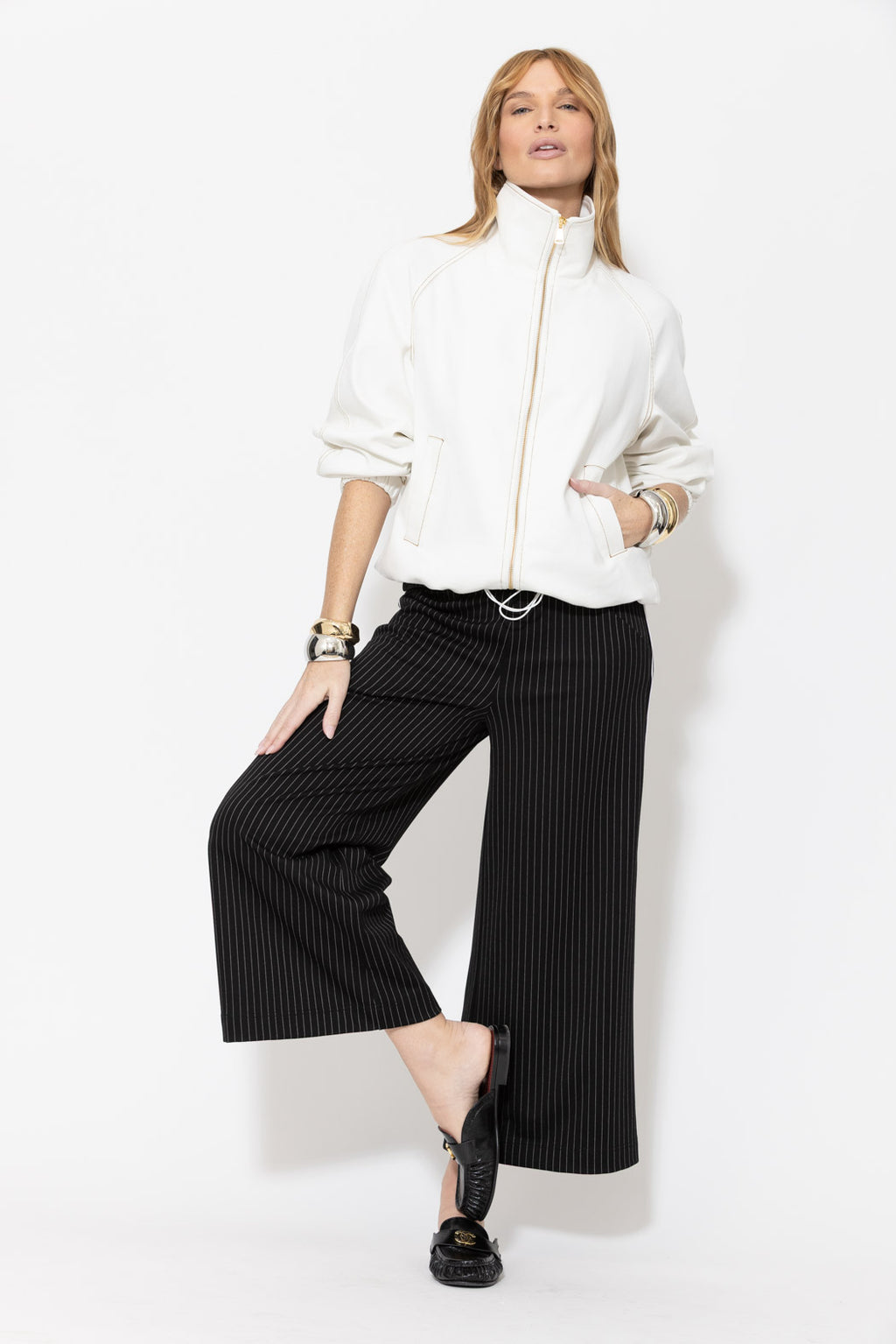 White Denim Athleisure Jacket