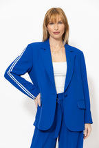 Cobalt Euro Stripe Boyfriend Blazer