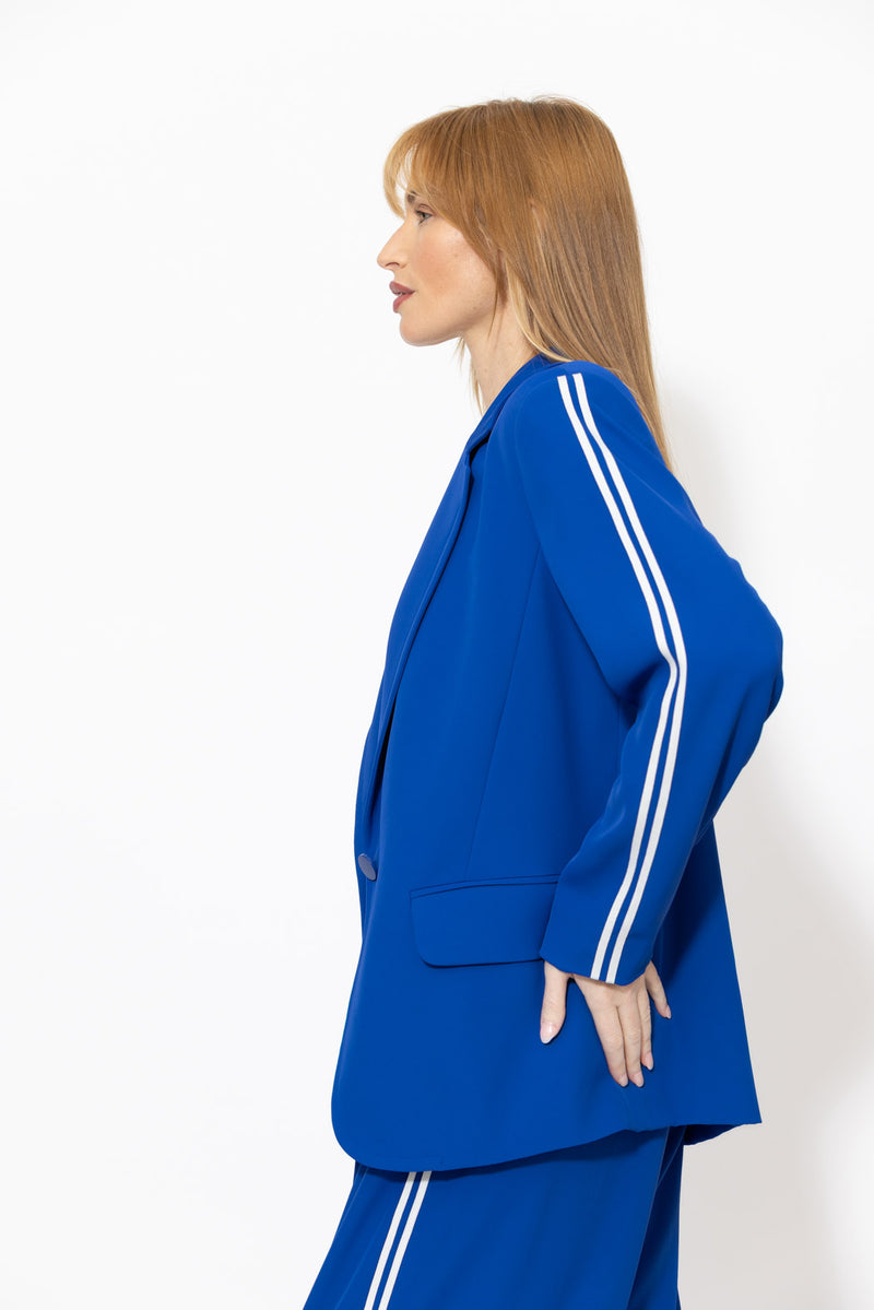 Cobalt Euro Stripe Boyfriend Blazer