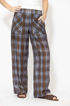 Venice Check Tencel Linen Pant