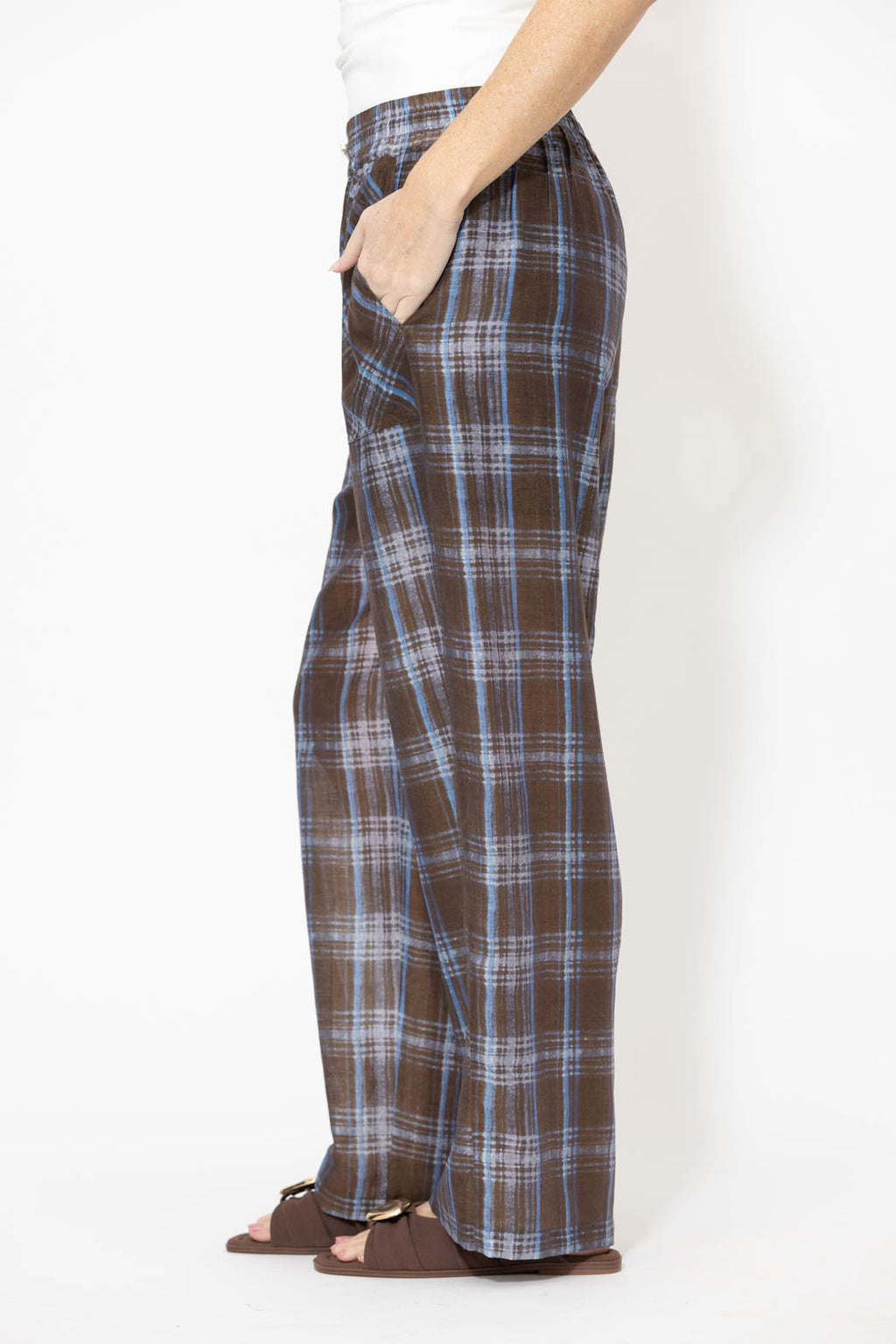 Venice Check Tencel Linen Pant