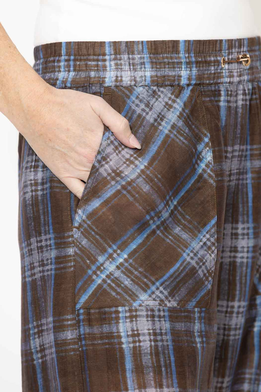 Venice Check Tencel Linen Pant