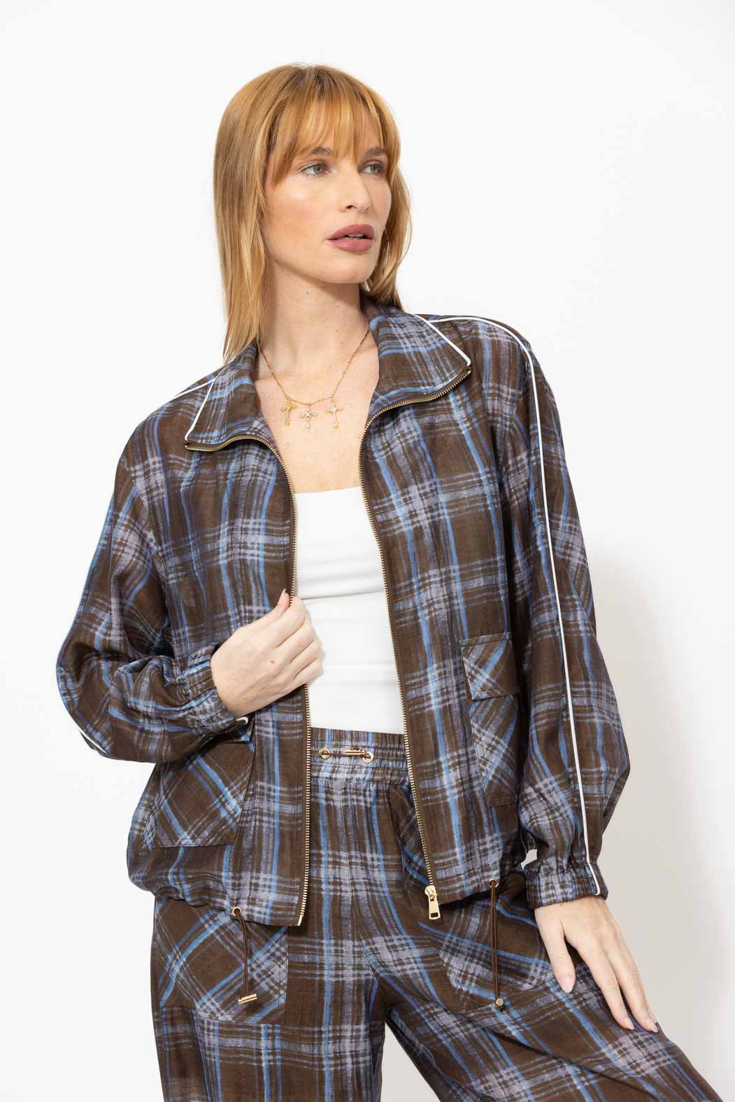 Venice Check Tencel Linen Jacket