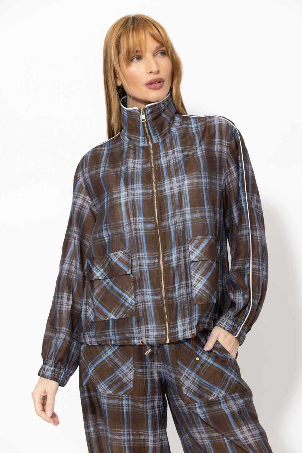 Venice Check Tencel Linen Jacket