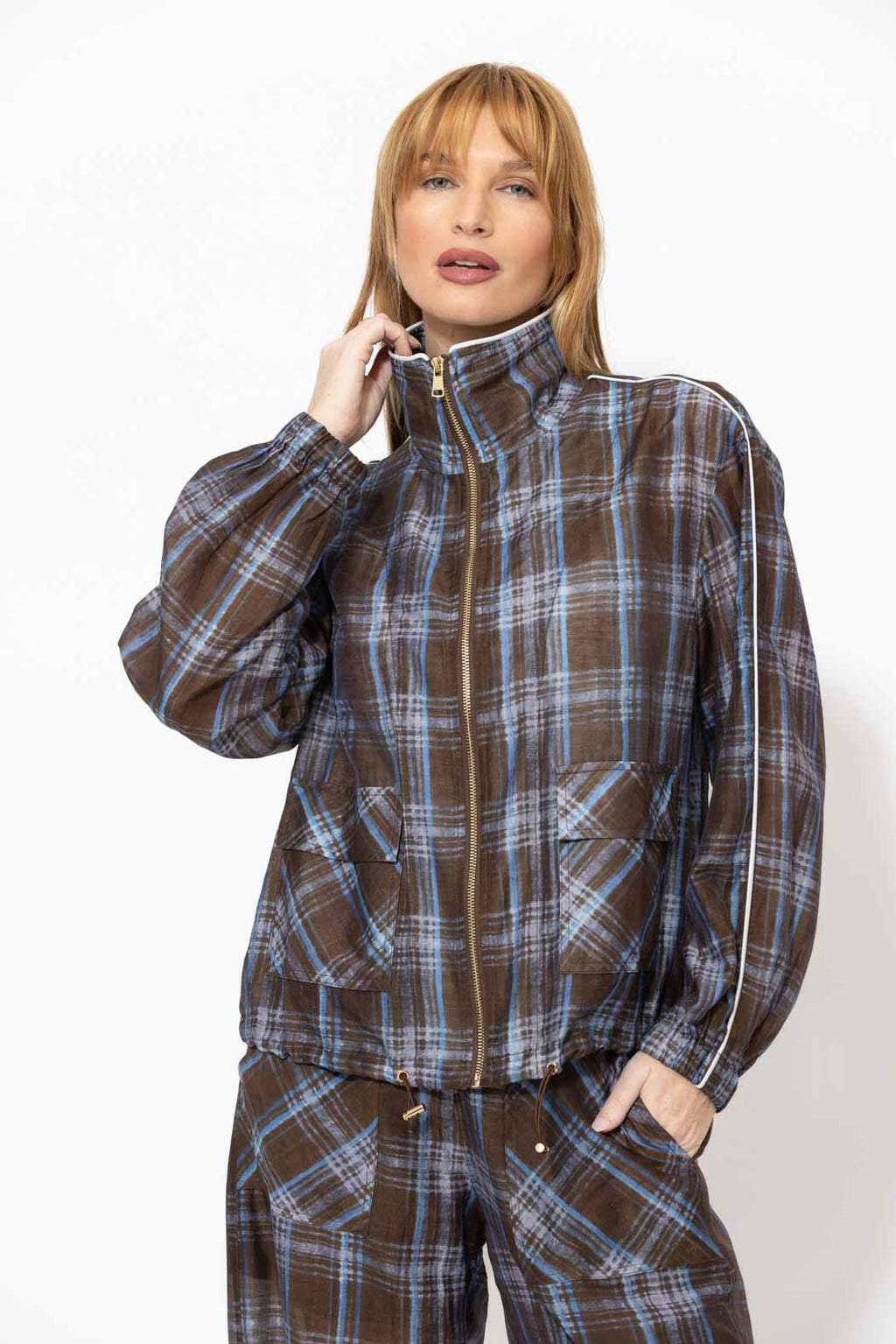 Venice Check Tencel Linen Jacket – Motto AU
